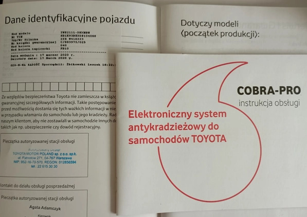 Toyota Corolla cena 80800 przebieg: 85625, rok produkcji 2020 z Piechowice małe 191